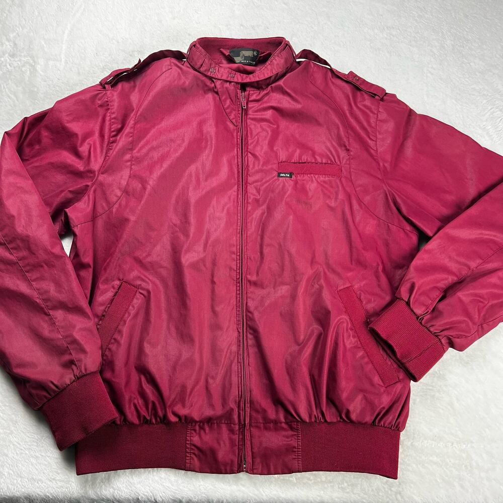 Members Only style vintage burgundy bomber jacket men’s sz XL Spectrum Delta tag
